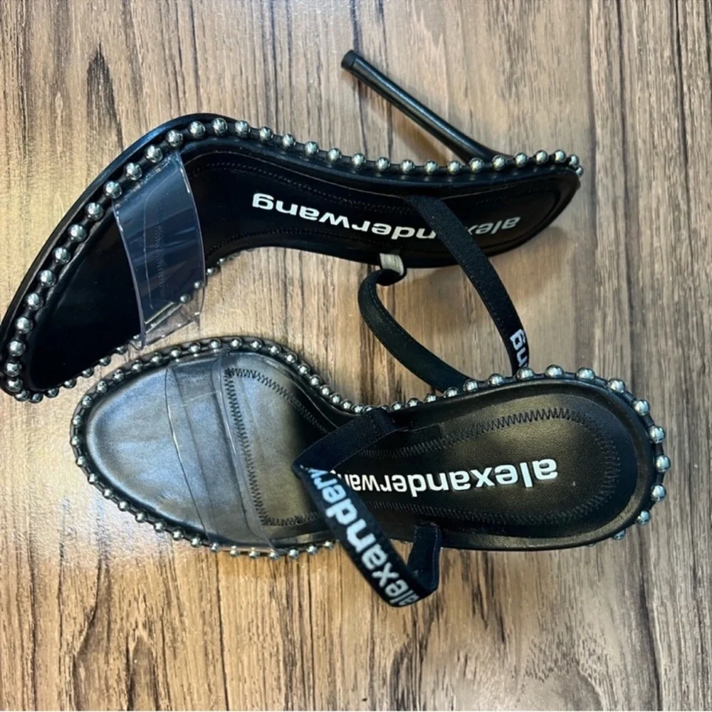 Alexander Wang Black and Silver Slingback Heels
